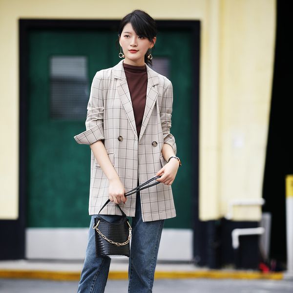 loose clothes apricot plaid blazer female blazer women mujer women's jacket women blazers and jackets coat, White;black
loose clothes apricot plaid blazer female blazer women mujer women's jacket women blazers and jackets coat, White;black