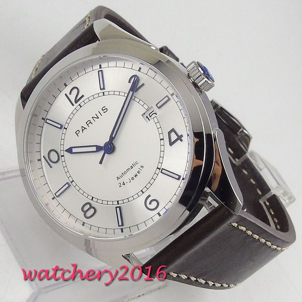 42mm white dial sapphire glass date polished case 24 jewels miyota nh35 automatic movement men's mechanical wristwatches, Slivery;brown
42mm white dial sapphire glass date polished case 24 jewels miyota nh35 automatic movement men's mechanical wristwatches, Slivery;brown