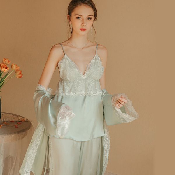 women's sleepwear elegant pajamas suit 3 in 1 for women ladies spring 3pcs long sleeve robe camisole lace set phoentin fg098, Black;red
women's sleepwear elegant pajamas suit 3 in 1 for women ladies spring 3pcs long sleeve robe camisole lace set phoentin fg098, Black;red