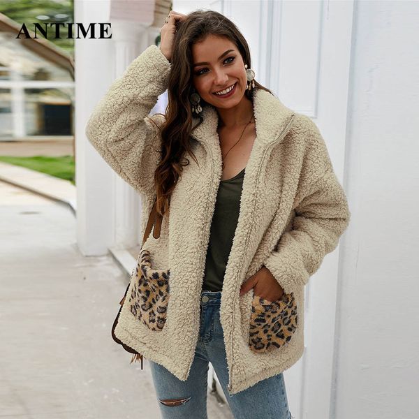 antime leopard patchwork faux fur coat casual long sleeve zipper autumn winter fur jacket plus size women teddy coat outwear, Black 
antime leopard patchwork faux fur coat casual long sleeve zipper autumn winter fur jacket plus size women teddy coat outwear, Black