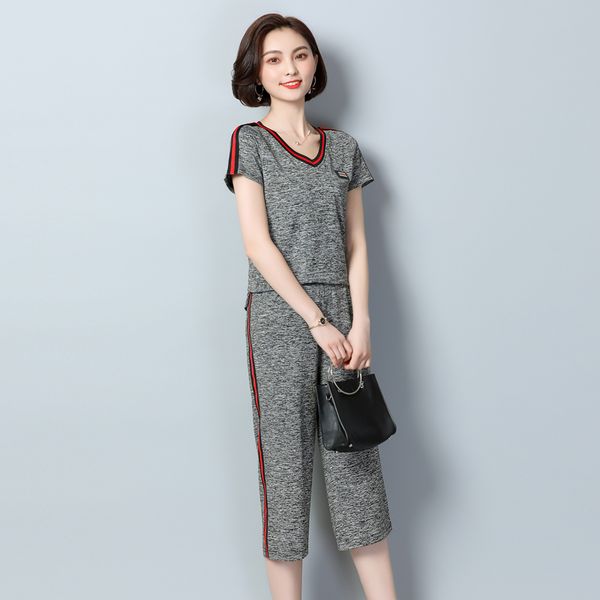 two piece dress tracksuit for women crop large size wide leg pants suit casual short sleeve set and, White
two piece dress tracksuit for women crop large size wide leg pants suit casual short sleeve set and, White