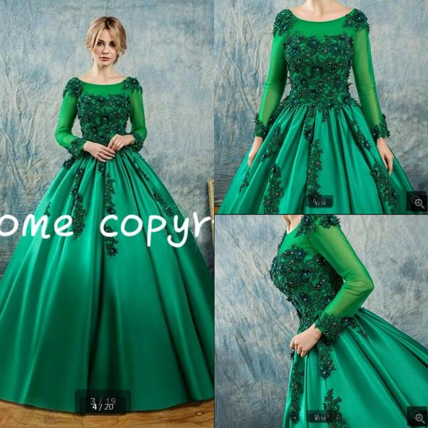 robe de soiree 2019 ball gown green long sleeve prom dress lace appliques beading pearls modest prom gowns flower prom dresses, Black
robe de soiree 2019 ball gown green long sleeve prom dress lace appliques beading pearls modest prom gowns flower prom dresses, Black