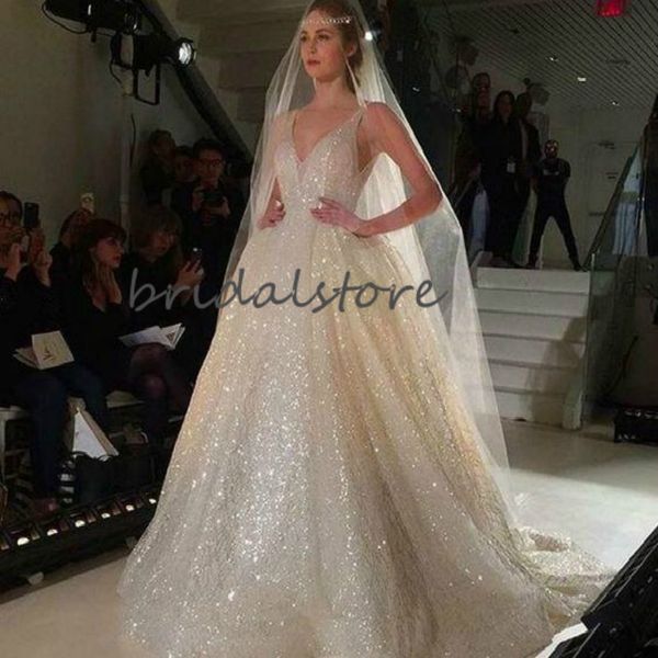 sparkle shiny sequin wedding dresses v neck backless church wedding gowns bling party show bridal gowns sleeveless boho wedding dresss, White
sparkle shiny sequin wedding dresses v neck backless church wedding gowns bling party show bridal gowns sleeveless boho wedding dresss, White