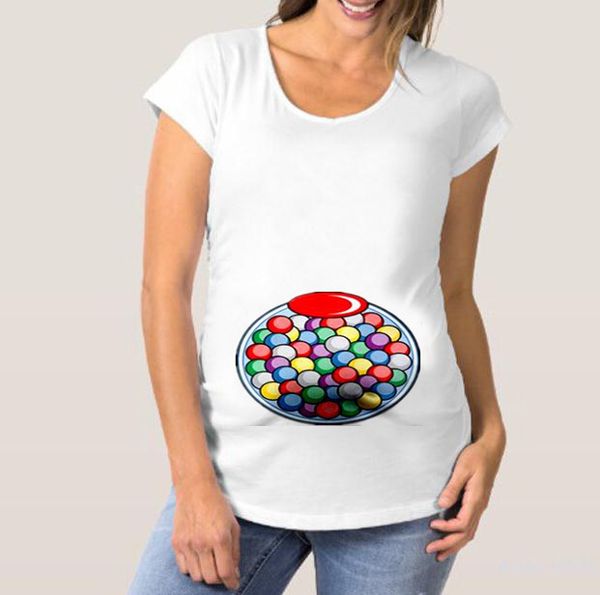 ross border express multicolor rainbow candy printed maternity t-shirt with short sleeves printed for pregnant women, White
ross border express multicolor rainbow candy printed maternity t-shirt with short sleeves printed for pregnant women, White
