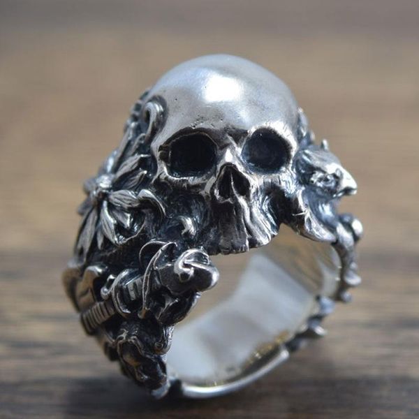 men gothic music guitar flower skull ring gargoyle 316l stainless steel biker rings punk jewelry unique gift, Silver
men gothic music guitar flower skull ring gargoyle 316l stainless steel biker rings punk jewelry unique gift, Silver
