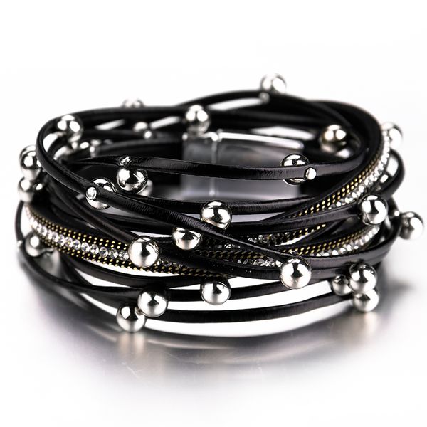 flashbuy alloy beads rhinestone leather bracelets for women metal chain multi-layer bangles golden bracelet jewelry accessories, Black
flashbuy alloy beads rhinestone leather bracelets for women metal chain multi-layer bangles golden bracelet jewelry accessories, Black