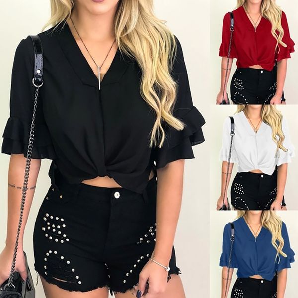 women's ladies v-neck solid short sleeve fold vogue shirt pullover white shirt woman clothing female vetements
women's ladies v-neck solid short sleeve fold vogue shirt pullover white shirt woman clothing female vetements