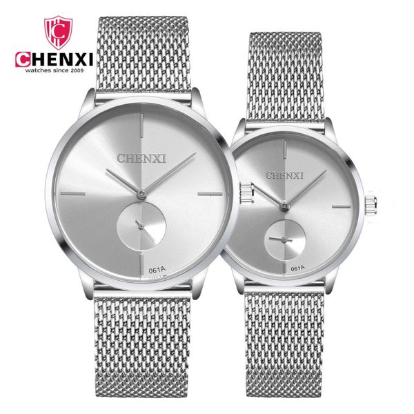 chenxi lovers quartz watches new design silver stainless steel mesh belt men and women business style decorative clock watch, Slivery;brown
chenxi lovers quartz watches new design silver stainless steel mesh belt men and women business style decorative clock watch, Slivery;brown