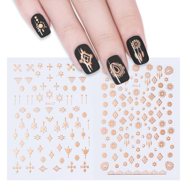 1 sheet 3d nail sticker set metallic rose gold tribal nail art adhesive transfer sticker manicure design, Black
1 sheet 3d nail sticker set metallic rose gold tribal nail art adhesive transfer sticker manicure design, Black