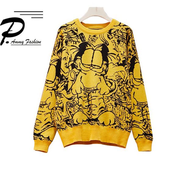 new korean garfield sweater cartoon cute loose pullover autumn winter fashion girl clothes female 2019 thicken knit sweater, White;black
new korean garfield sweater cartoon cute loose pullover autumn winter fashion girl clothes female 2019 thicken knit sweater, White;black