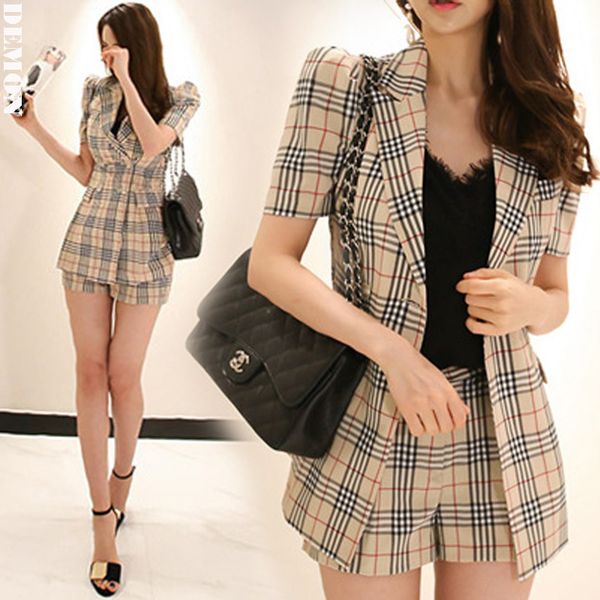 two piece set women summer suits set casual ol plaid and solid mini pants women 2 piece work sheath suits, Gray
two piece set women summer suits set casual ol plaid and solid mini pants women 2 piece work sheath suits, Gray