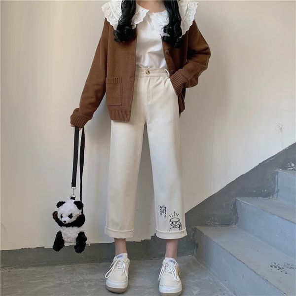 spring 2020 new soft sister cartoon embroidery wild straight pants women japanese high waist cargo pants casual mori girl, Black;white
spring 2020 new soft sister cartoon embroidery wild straight pants women japanese high waist cargo pants casual mori girl, Black;white