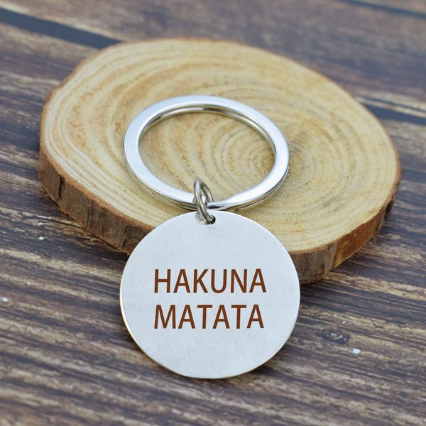 hakuna matata stainless steel brown engraved keychain inspirational quote african proverb round keyring charm family gift, Silver
hakuna matata stainless steel brown engraved keychain inspirational quote african proverb round keyring charm family gift, Silver
