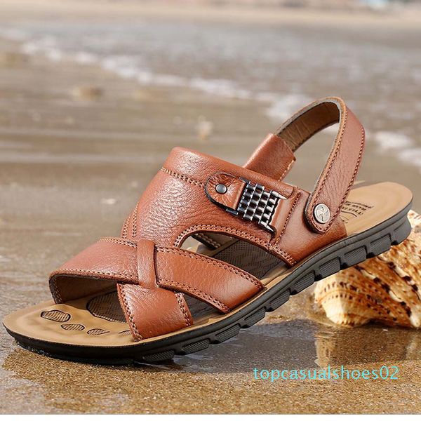 yapy brand men sandals genuine leather beach shoes man summer casual slipper plus big size fashion non-slip flip flops t02, Black
yapy brand men sandals genuine leather beach shoes man summer casual slipper plus big size fashion non-slip flip flops t02, Black