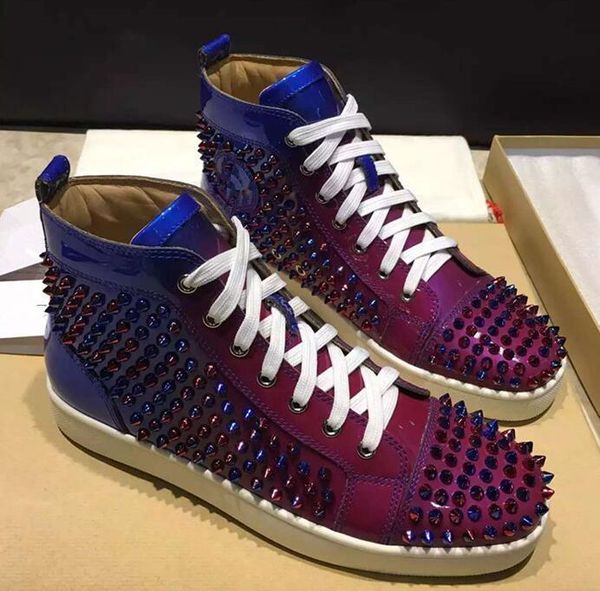new high walking shoes patent spikes casual flats red bottom shoes men and women party dress shoes lovers genuine leather sneakers, Black
new high walking shoes patent spikes casual flats red bottom shoes men and women party dress shoes lovers genuine leather sneakers, Black