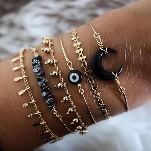 6pcs fashion boho bracelet excellent alloys electricity treatment process moon pendant charm bangle women beach jewelry gift, Black
6pcs fashion boho bracelet excellent alloys electricity treatment process moon pendant charm bangle women beach jewelry gift, Black