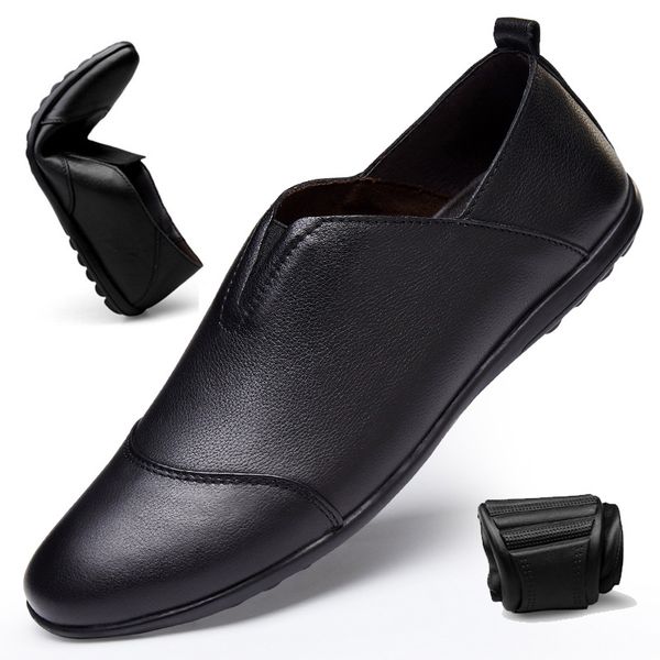 men's casual leather shoes soft bottom leather shoes men's genuine middle-aged spring new style loafers moccosins size c, Black
men's casual leather shoes soft bottom leather shoes men's genuine middle-aged spring new style loafers moccosins size c, Black