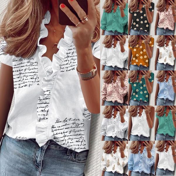 men's casual shirts women summer polyester shirt ruffled short sleeve slim fit print blouse top, White;black
men's casual shirts women summer polyester shirt ruffled short sleeve slim fit print blouse top, White;black