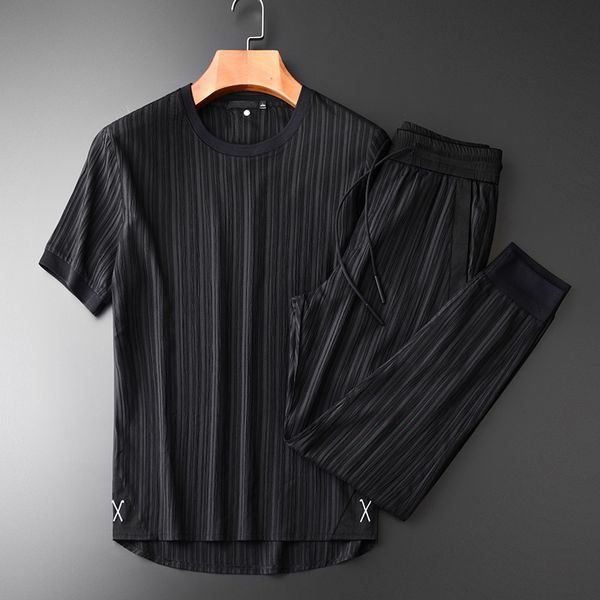 men's tracksuits men (t-shirts+pants) plus size classical vertical stripes short sleeved t-shirt mens summer ventilat man sets, Gray
men's tracksuits men (t-shirts+pants) plus size classical vertical stripes short sleeved t-shirt mens summer ventilat man sets, Gray