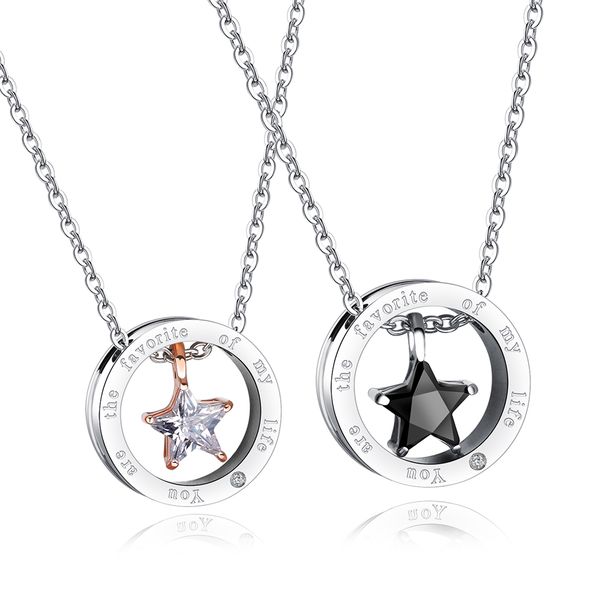 mini five-pointed star couple pendant necklace diamond stone 316l stainless steel 14k gold plated titanium steel lover necklace jewelry, Silver
mini five-pointed star couple pendant necklace diamond stone 316l stainless steel 14k gold plated titanium steel lover necklace jewelry, Silver