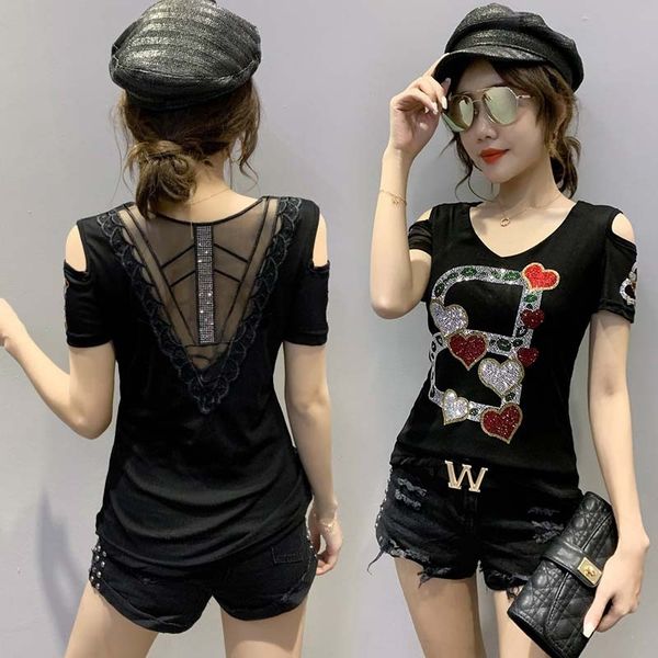 summer 2020 hollow v-neck t- t-shirt women's short sleeve diamond western style small shirt slim and versatile slim top, White
summer 2020 hollow v-neck t- t-shirt women's short sleeve diamond western style small shirt slim and versatile slim top, White