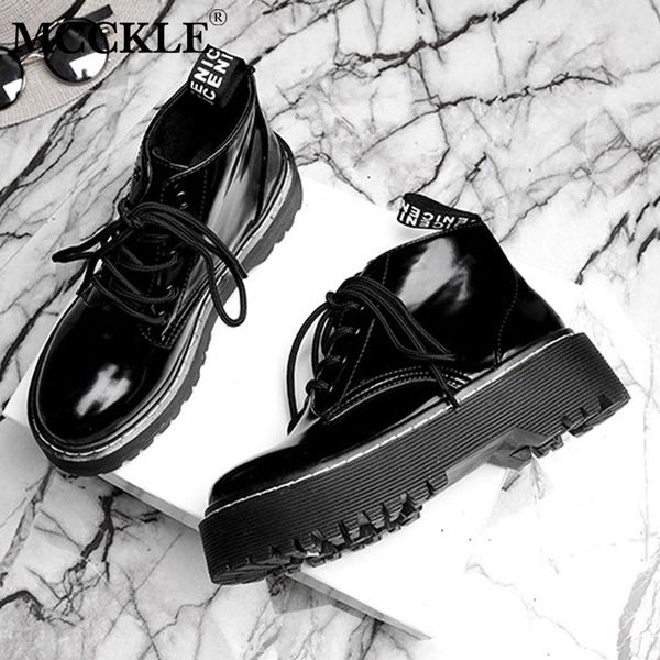 women's flat platform ankle boots autumn patent leather boot black lace up creepers shoes fashion party footwear drop shipping
women's flat platform ankle boots autumn patent leather boot black lace up creepers shoes fashion party footwear drop shipping