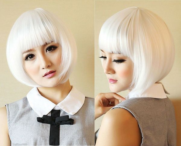 fashion short white bob straight bangs women's lady's cosplay hair wig wigs +cap, Black
fashion short white bob straight bangs women's lady's cosplay hair wig wigs +cap, Black