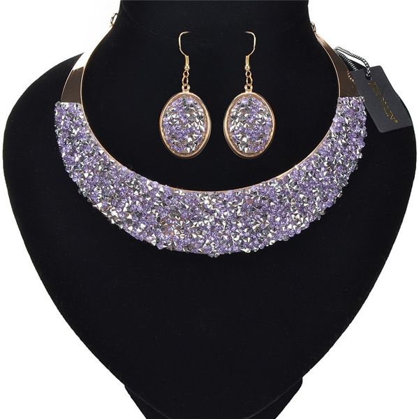 fashion jewelry crystal rhinestones torque choker necklace drop earrings statement set black/purple/gold women party accessories, Silver
fashion jewelry crystal rhinestones torque choker necklace drop earrings statement set black/purple/gold women party accessories, Silver