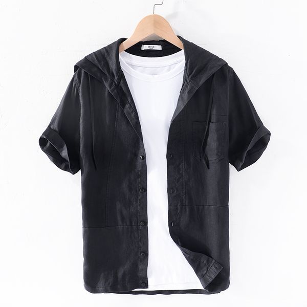 100% linen hooded summer shirt men brand short-sleeved black shirts for men fashion casual shirt mens solid overhemd camiseta, White;black
100% linen hooded summer shirt men brand short-sleeved black shirts for men fashion casual shirt mens solid overhemd camiseta, White;black