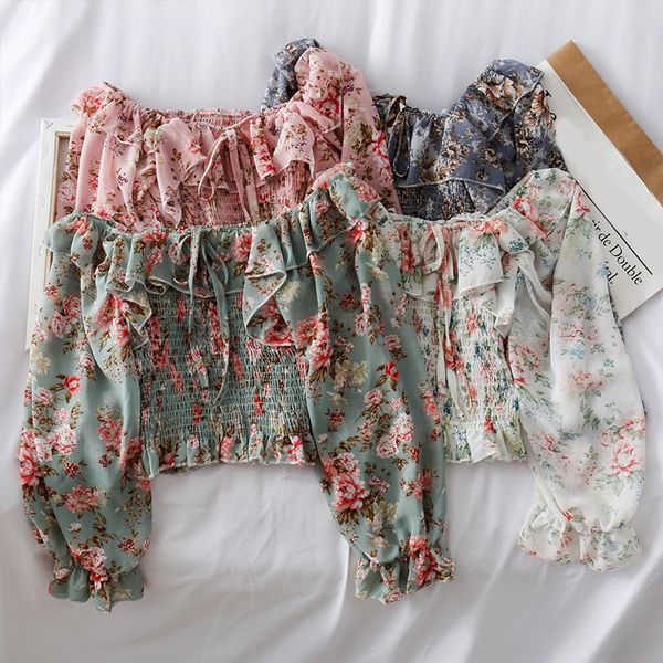 chiffon floral print pleated women's blouse korean puff sleeve off the shoulder female 2020 spring summer sweet lady blouses, Black;gray
chiffon floral print pleated women's blouse korean puff sleeve off the shoulder female 2020 spring summer sweet lady blouses, Black;gray
