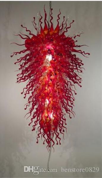 china factory-outlet hand blown glass chandelier light red glass art deco home designer modern led light source chandelier