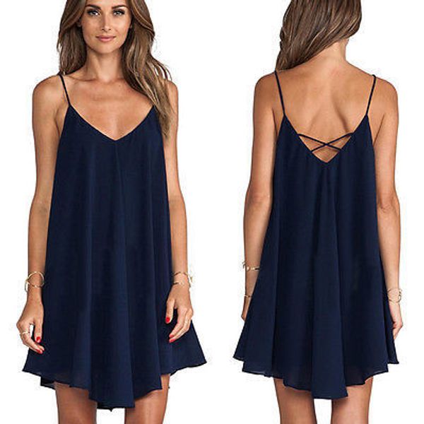 blue dress new arrival women summer minidress fashion v -cut sleeveless strappy chiffon casual dress size 6 -20, Black;gray
blue dress new arrival women summer minidress fashion v -cut sleeveless strappy chiffon casual dress size 6 -20, Black;gray