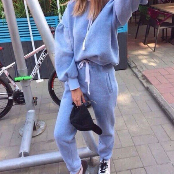 2019 women tracksuit long sleeve hoodies separate running set casual long pants solid color sweatshirt lace up sportwear female, Black;blue
2019 women tracksuit long sleeve hoodies separate running set casual long pants solid color sweatshirt lace up sportwear female, Black;blue