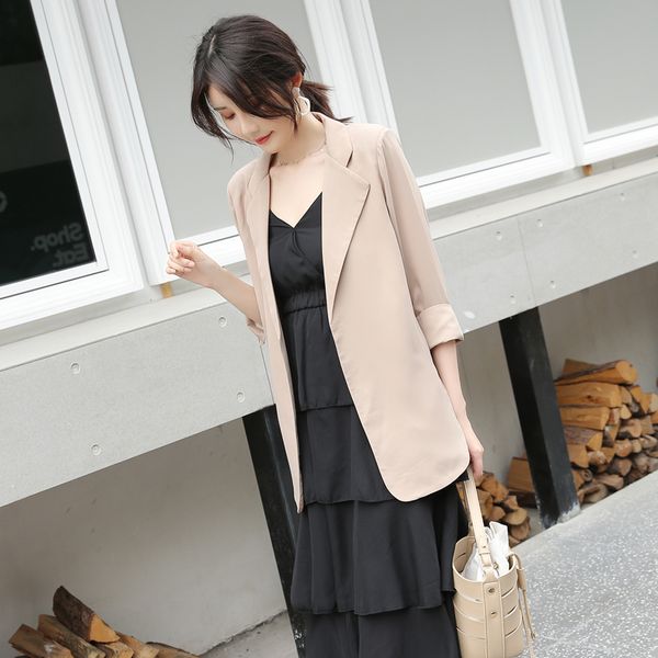 rurouisbeir women's blazer 2019 spring&summer long chiffon women blazers and jackets soild color office wear elegant female suit, White;black
rurouisbeir women's blazer 2019 spring&summer long chiffon women blazers and jackets soild color office wear elegant female suit, White;black