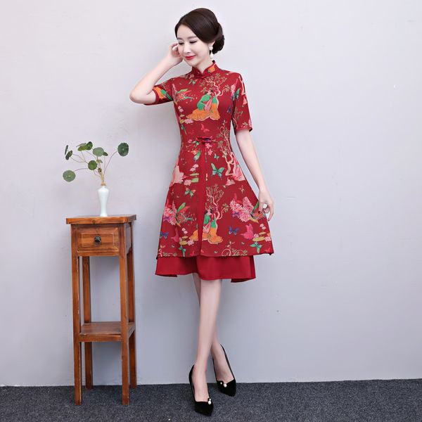 new red chinese national vietnam aodai dresses women satin a-line cheongsam vintage flower slim knee-length qipao
new red chinese national vietnam aodai dresses women satin a-line cheongsam vintage flower slim knee-length qipao