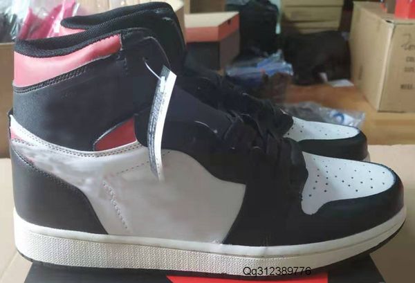 with box 2019 mens basketball shoes sneakers 1s black white gym red 555088-061 for men sports shoes us7-13