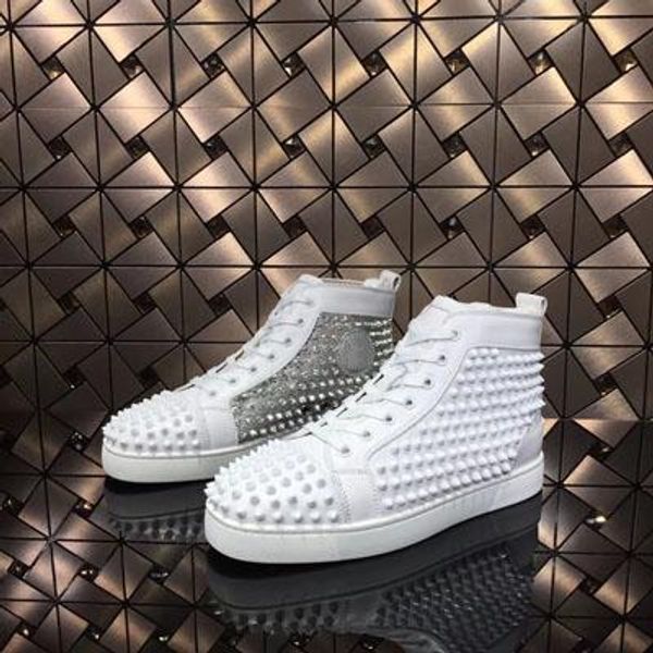 design brand white/gold rivets casual shoes for men and womens studs men red bottom sneakers high studded males women flat shoes leather, Black
design brand white/gold rivets casual shoes for men and womens studs men red bottom sneakers high studded males women flat shoes leather, Black