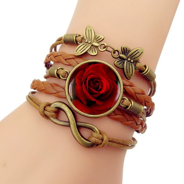trendy leather plant new 2019 european american women's rose bracelet men's multi-layer hand woven combination jewelry unisex, Black
trendy leather plant new 2019 european american women's rose bracelet men's multi-layer hand woven combination jewelry unisex, Black