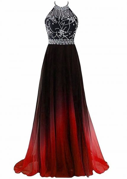 halter backless a-line crystal prom dresses with sequined chiffon plus size evening formal party gown, Black
halter backless a-line crystal prom dresses with sequined chiffon plus size evening formal party gown, Black