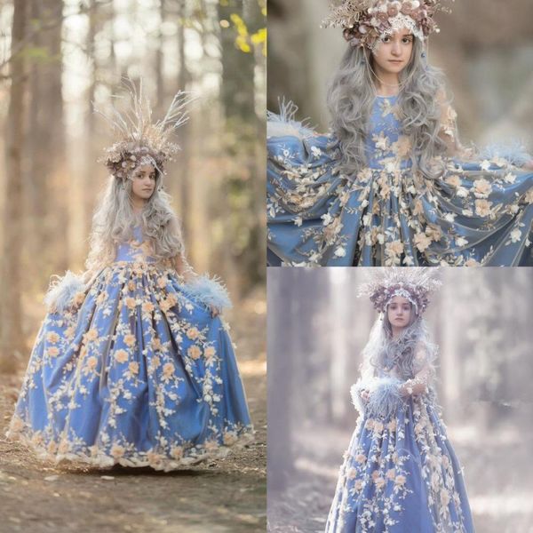 blue flower girl dresses jewel neck 3d floral appliqued beaded feather girl pageant gown long sleeves ruffle floor length birthday gowns, White;red
blue flower girl dresses jewel neck 3d floral appliqued beaded feather girl pageant gown long sleeves ruffle floor length birthday gowns, White;red