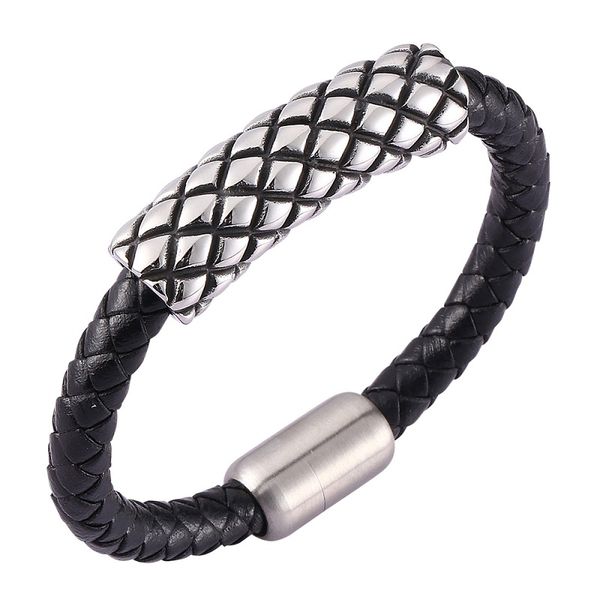 fashion stainless steel accessories 8mm black braided leather men bracelet magnetic buckle male wrist band jewelry gifts, Golden;silver
fashion stainless steel accessories 8mm black braided leather men bracelet magnetic buckle male wrist band jewelry gifts, Golden;silver