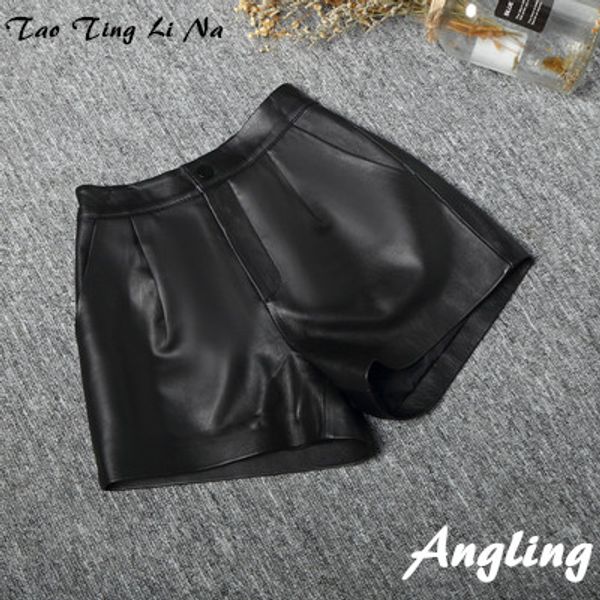 2020 new fashion genuine real sheep leather shorts j3, White;black