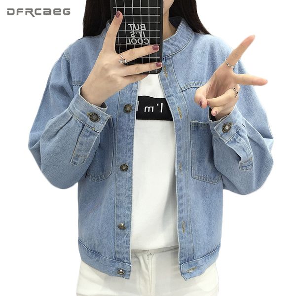 stand long sleeve denim jackets 2019 autumn loose cotton outerwear pockets vintage women bomber femme casual basic jacket coat, Black;brown
stand long sleeve denim jackets 2019 autumn loose cotton outerwear pockets vintage women bomber femme casual basic jacket coat, Black;brown