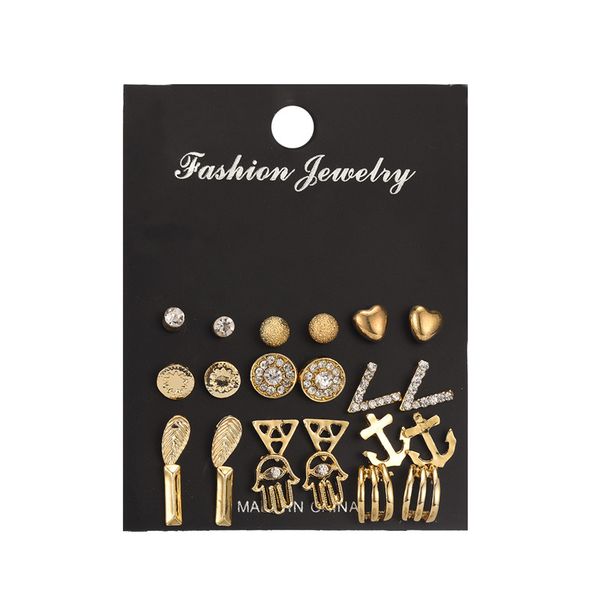 luokey new design crystal small heart earrings for women palm anchor earrings set geometric punk jewelry vintage pendientes 2020, Golden;silver
luokey new design crystal small heart earrings for women palm anchor earrings set geometric punk jewelry vintage pendientes 2020, Golden;silver