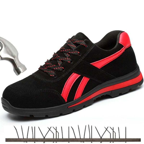 men's steel toe boots casual breathable outdoor sneakers microfiber leather labor insurance puncture proof men work safety shoes, Black
men's steel toe boots casual breathable outdoor sneakers microfiber leather labor insurance puncture proof men work safety shoes, Black