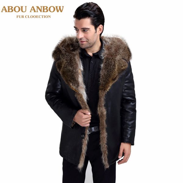 abou men's fur coat with fur hooded 2019 fashion leather jacket for real lined mens overcoat, Black
abou men's fur coat with fur hooded 2019 fashion leather jacket for real lined mens overcoat, Black