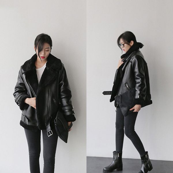 2019 new style pu jacket brushed and thick handsome europe and america loose-fit lambs wool fur motorcycle jacket women's winter, Black;white
2019 new style pu jacket brushed and thick handsome europe and america loose-fit lambs wool fur motorcycle jacket women's winter, Black;white