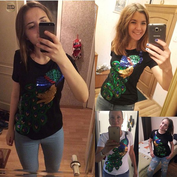 2019 nobele elegante t-shirt vrouwen pauw lovertjes pailletten t-shirt womens fashion nieuwe tee shirt femmer lady sakura kleding, White
2019 nobele elegante t-shirt vrouwen pauw lovertjes pailletten t-shirt womens fashion nieuwe tee shirt femmer lady sakura kleding, White