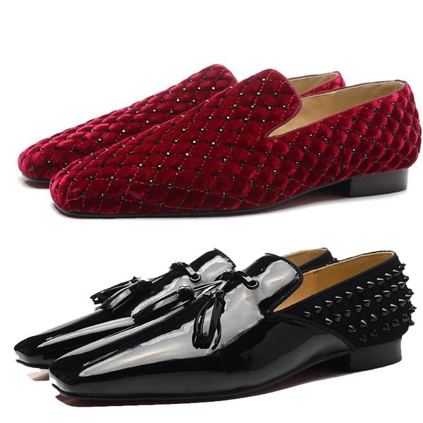 brand red bottom loafers luxury party wedding shoes designer black patent leather suede with tassels spikes studded dress shoes for mens
brand red bottom loafers luxury party wedding shoes designer black patent leather suede with tassels spikes studded dress shoes for mens