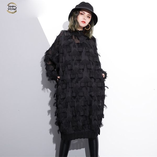 2019 new spring summer stand collar long sleeve perspective bodycon dresses black loose tassels big size dress women fashion tide ji780, Black;gray
2019 new spring summer stand collar long sleeve perspective bodycon dresses black loose tassels big size dress women fashion tide ji780, Black;gray